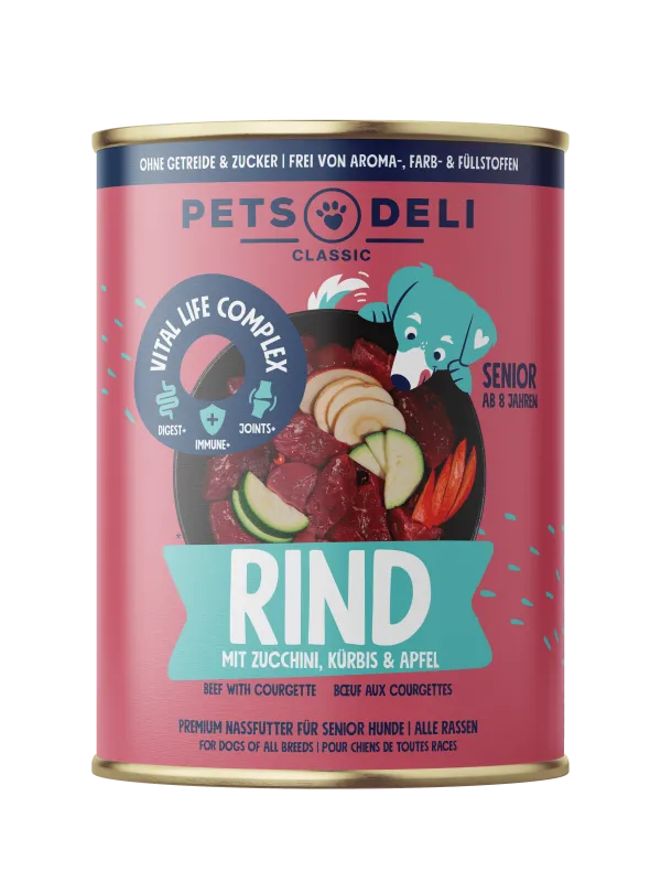 Pets Deli Senior Rind mit Zucchini, Kürbis und Apfel 400g
